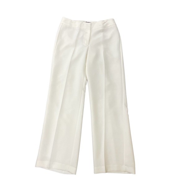 Talbots Pants - Talbots Womens Ivory Heritage Straight Wide Leg Flat Front Dressy Pants Sz 8 NWT